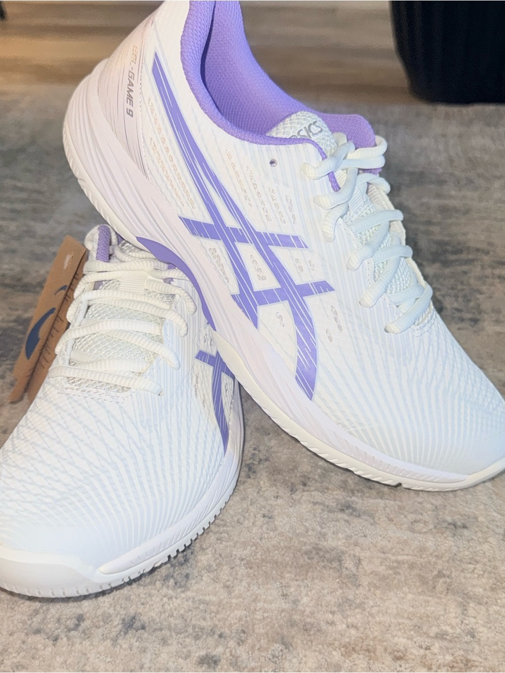 New ASICS GEL-GAME 9 Women’s Tennis Shoes White/Amethyst Size 9 women’s